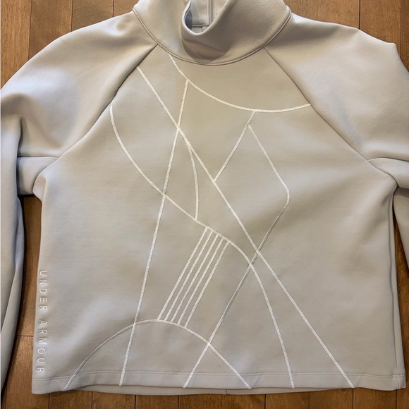 Under Armour Tops - Under Armour Beige Sculpted Stitch Mock Neck Pullover